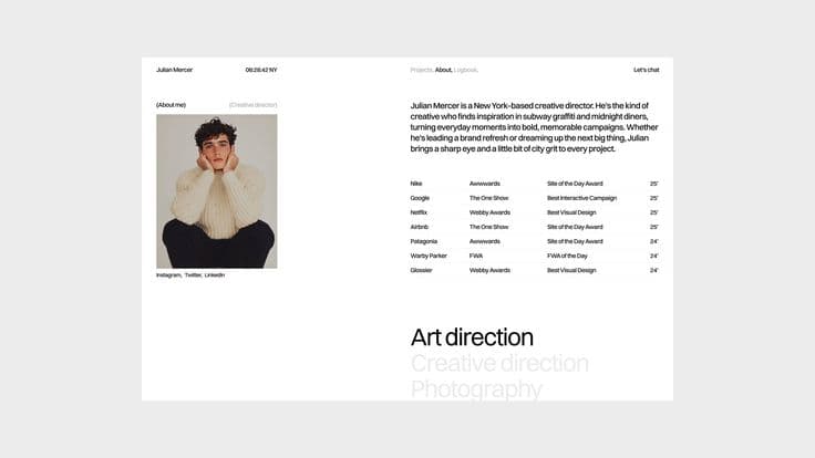 Student portfolio website showcase preview.